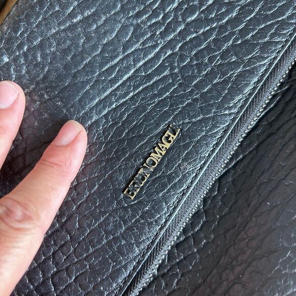 Bruno Magli Black Pebbled Leather Chain Purse Small Clasp Quality Old Money - Picture 4 of 13